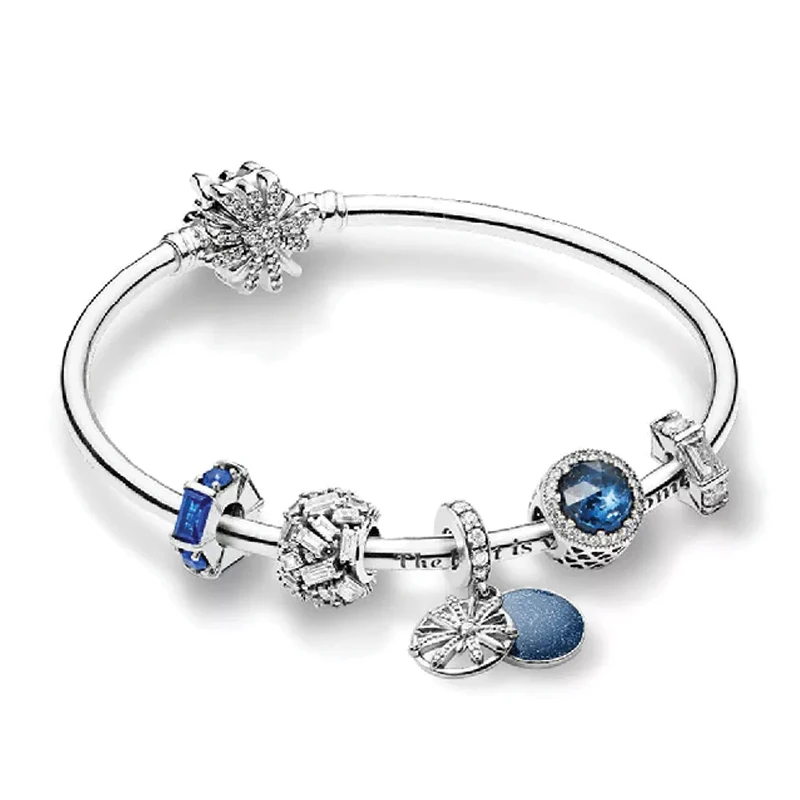

2020 New Dazzling Wish, Dark Blue Transparent Crystal Charm Bracelet Set, Luxurious Jewelry For Friends Exquisite Birthday Gifts