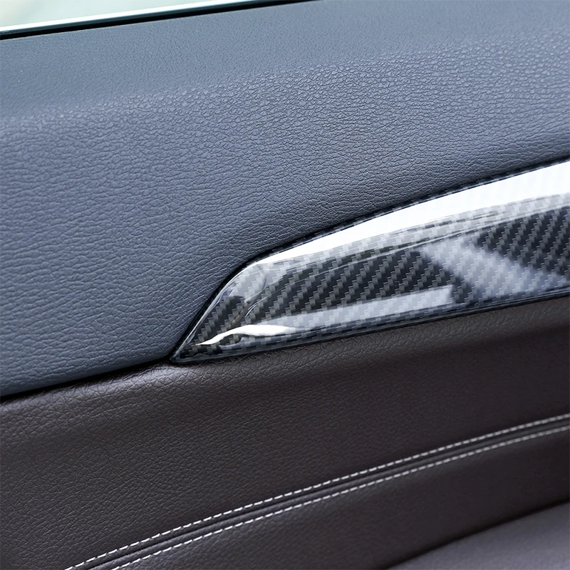 

4Pcs Carbon Fiber ABS Chrome Door Interior Handle Decorative Panel Trim For BMW X1 F48 2016-2019 & BMW X2 F47 18-2019 Car Auto