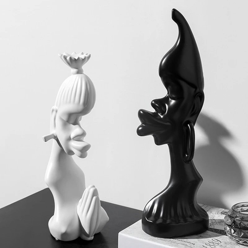 Керамические абстрактные статуэтки для мужчин и женщин 2 шт./компл. белая черная
