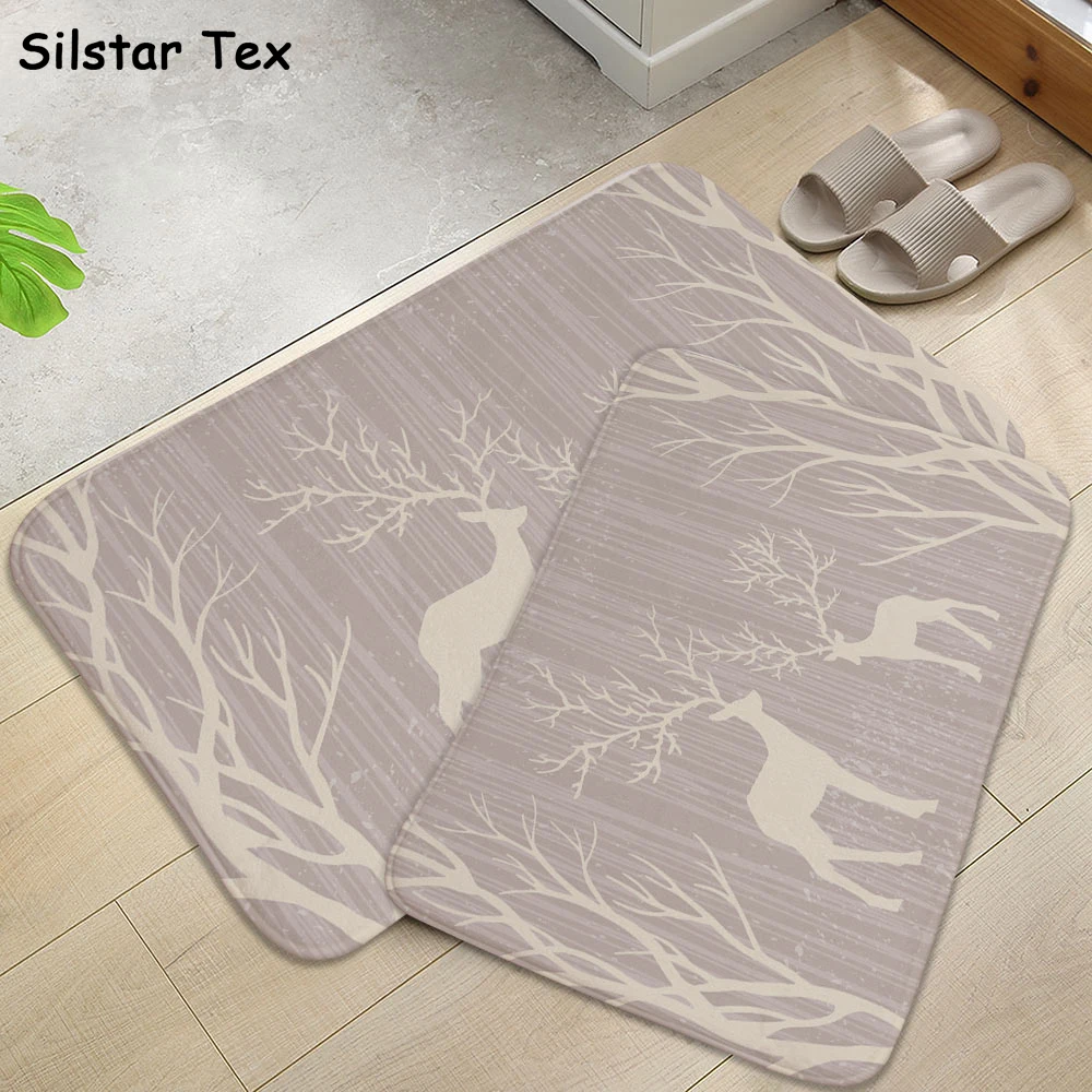 

Silstar Tex Simple Elk Landscape Style Carpet Mats Long Modern Printing Washed Welcome Door Mat Glitter Decorative Pad Home