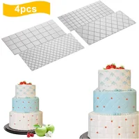4pcs Cake Fondant Imprint Mat Quilted Grid Texture Embossed Lace Embossing Mold Cupcake Decorating Supplies Paste Baking Mould