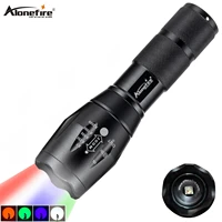 alonefire e17wrgb redgreenbluewhite tactical flashlight led scout ultra bright hunting light waterproof torch by 18650