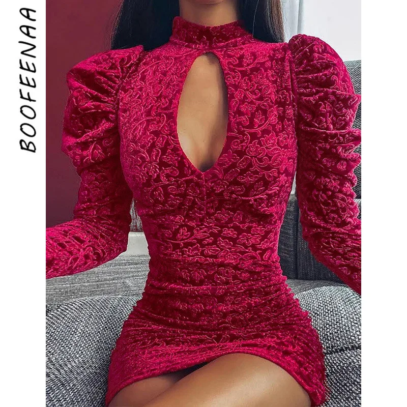 BOOFEENAA жаккардовые велюровые вечерние платья для ночного клуба 2020 Vestido сексуальные винтажные открытые с