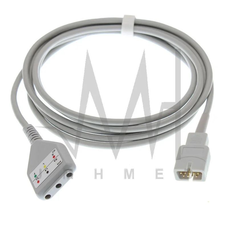 

3 Leads ECG EKG Trunk Cable for MEK MP500 MP600 MP1000 9P Monitor,AHA or IEC Intermediate Adapter,Din Style Leadwire
