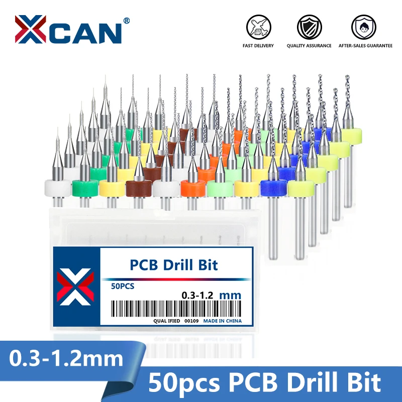 XCAN PCB сверло 50 шт. 0 3-1 2 мм Карбидное для сверления печатной платы 1/4 ''хвостовик