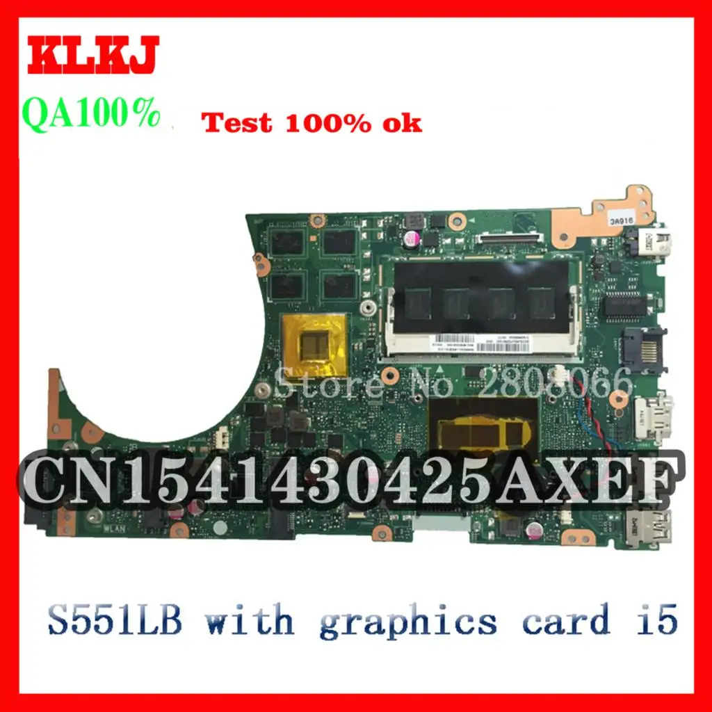 

KLKJ S551LB For ASUS S551LB S551LN S551LA Laptop Motherboard Vivobook I5 CPU S551lb Motherboard Test New Motherboard