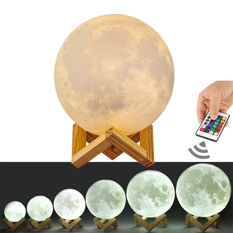 

LED Night Light 3D Print Moon Lamp Rechargeable Touch / Remote Control Moon Light Decoration Lighting for Home Children's Room