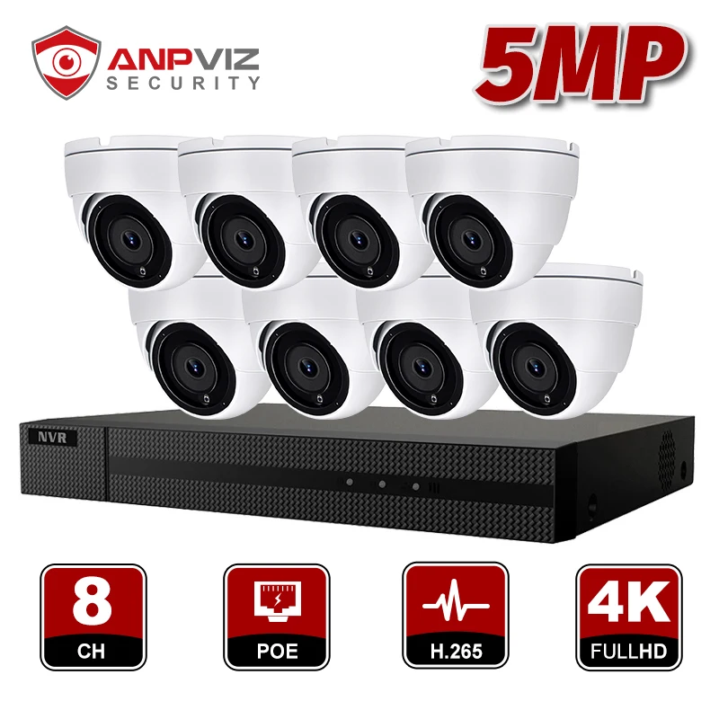 Камера видеонаблюдения Anpviz H.265 + 8 каналов NVR 5 МП POE IP | Безопасность и защита