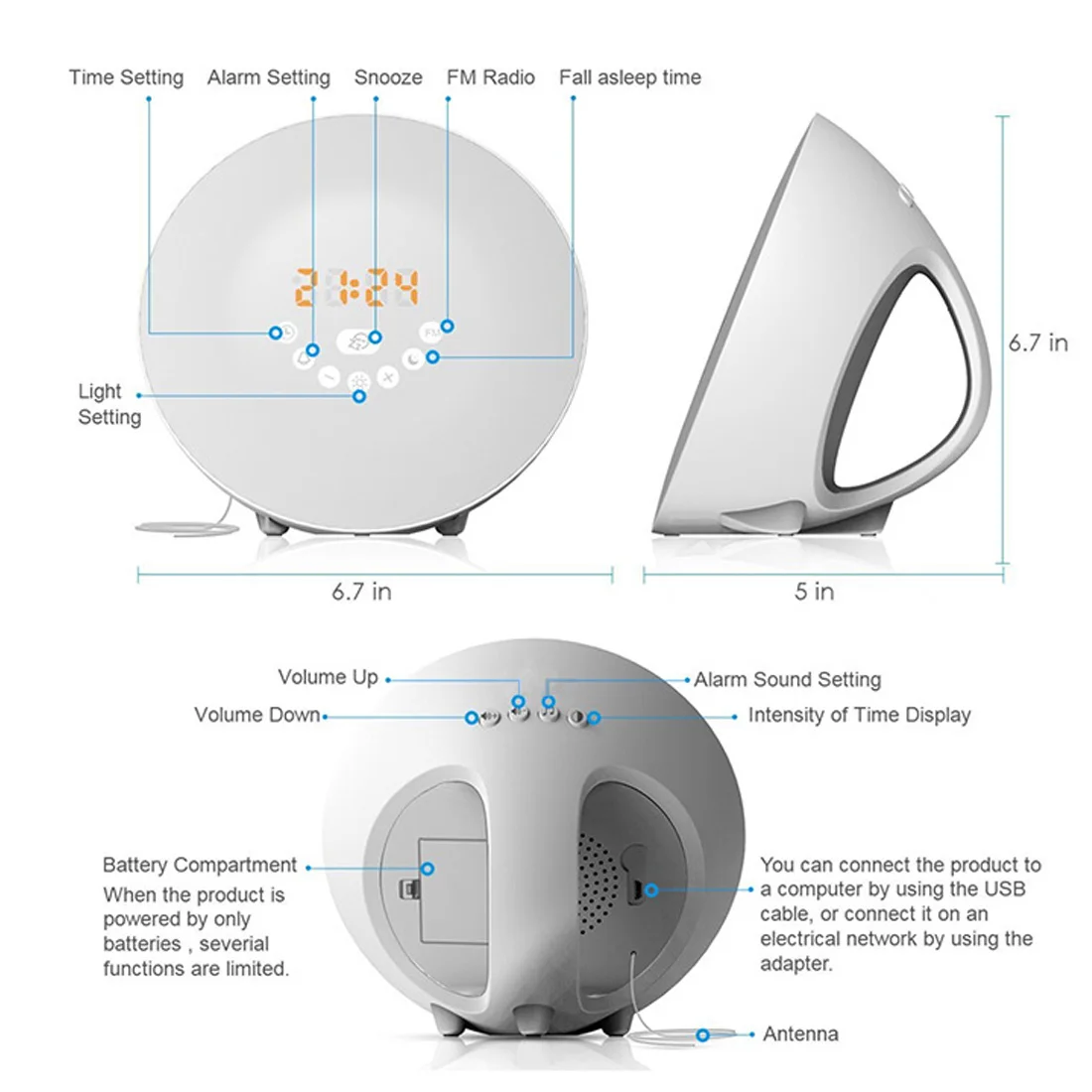 Цифровой будильник Настольная светодиодсветодиодный лампа для пробуждения