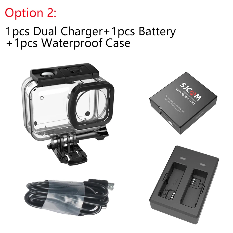Option 2 SJCAM SJ9 серии Аксессуары двойное зарядное устройство 1300mAh литий-ионная батарея водонепроницаемый чехол Коробка для SJ9 Strike/sj9 Max 4K экшн-камеры - Цвет: Option 2
