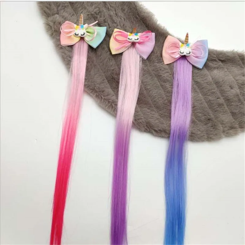 Аксессуары для волос девочек детские заколки с блестками крылья единорог бант