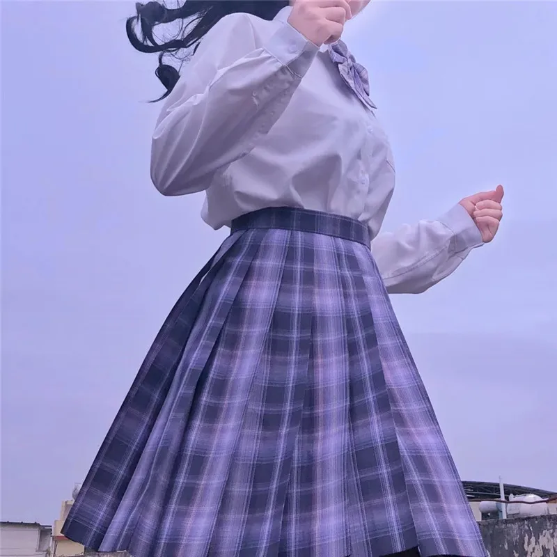 Новая японская школьная юбка с высокой талией популярная осенне-летняя