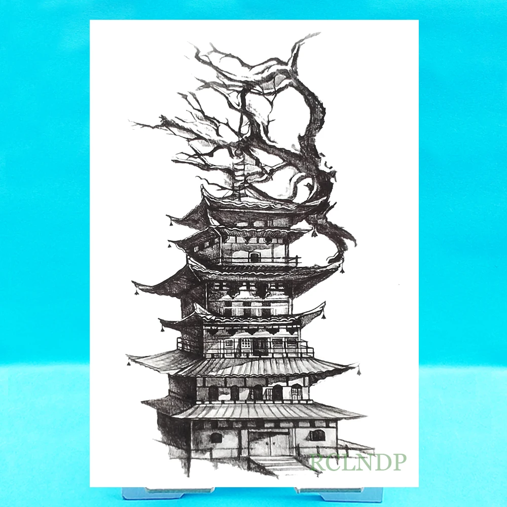 

Водостойкая Временная тату-наклейка, башня, искусственная тату, флэш-тату, тату, временные наклейки для девочек, женщин, мужчин