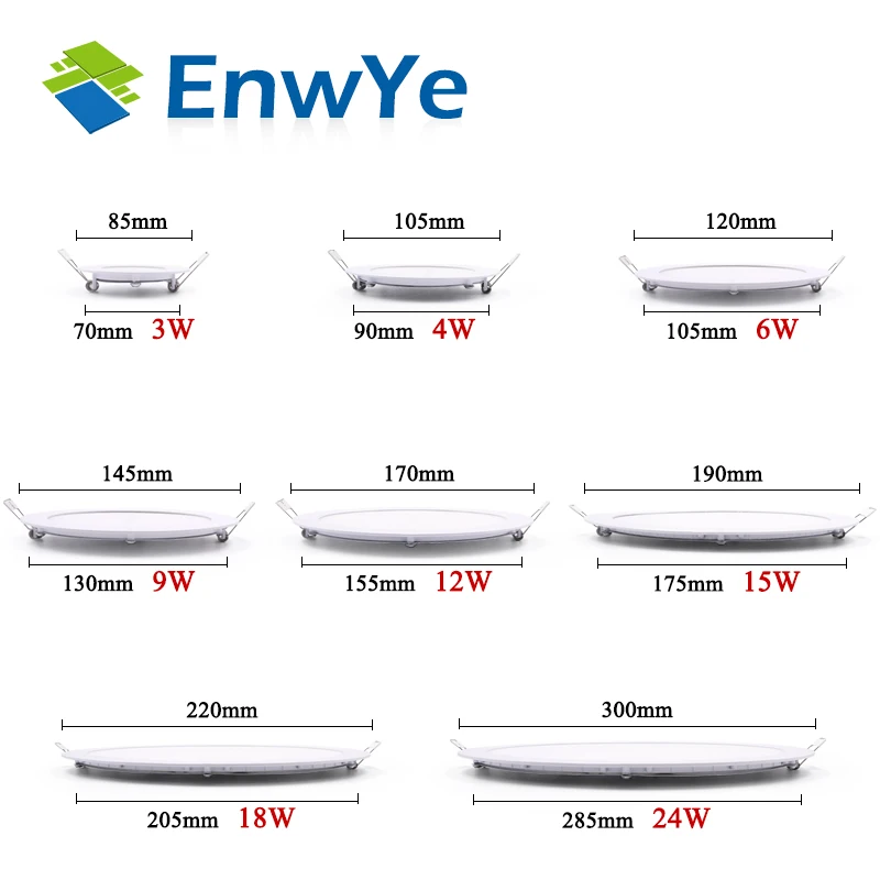EnwYe LED Ultra thin Downlight lamp 3W 4W 6W 9W 12W 15W 18W 24W led ceiling recessed grid downlight slim round panel light