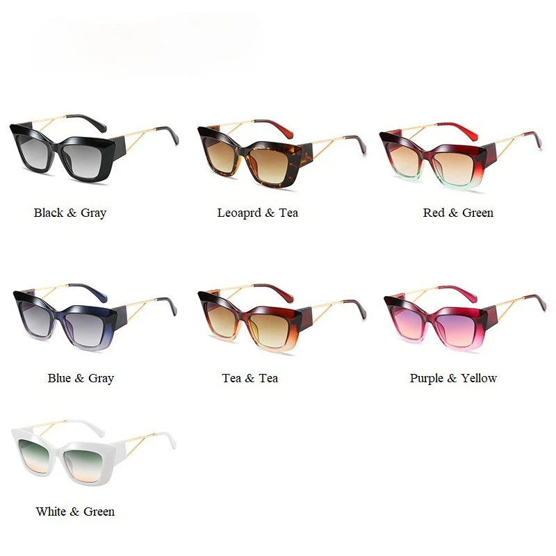 

New Fashion Alloy Hollow Out Leg Sunglasses For Women Luxury Gradient Sun Glasses Men Double Color Frame Shades