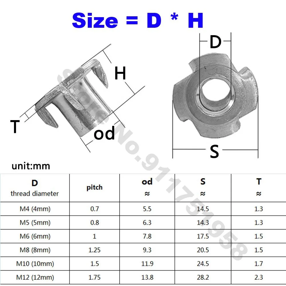 10 шт. утолщенные стальные четыре когтя квадратная вешалка для гаек болт M4 M5 M6 M8