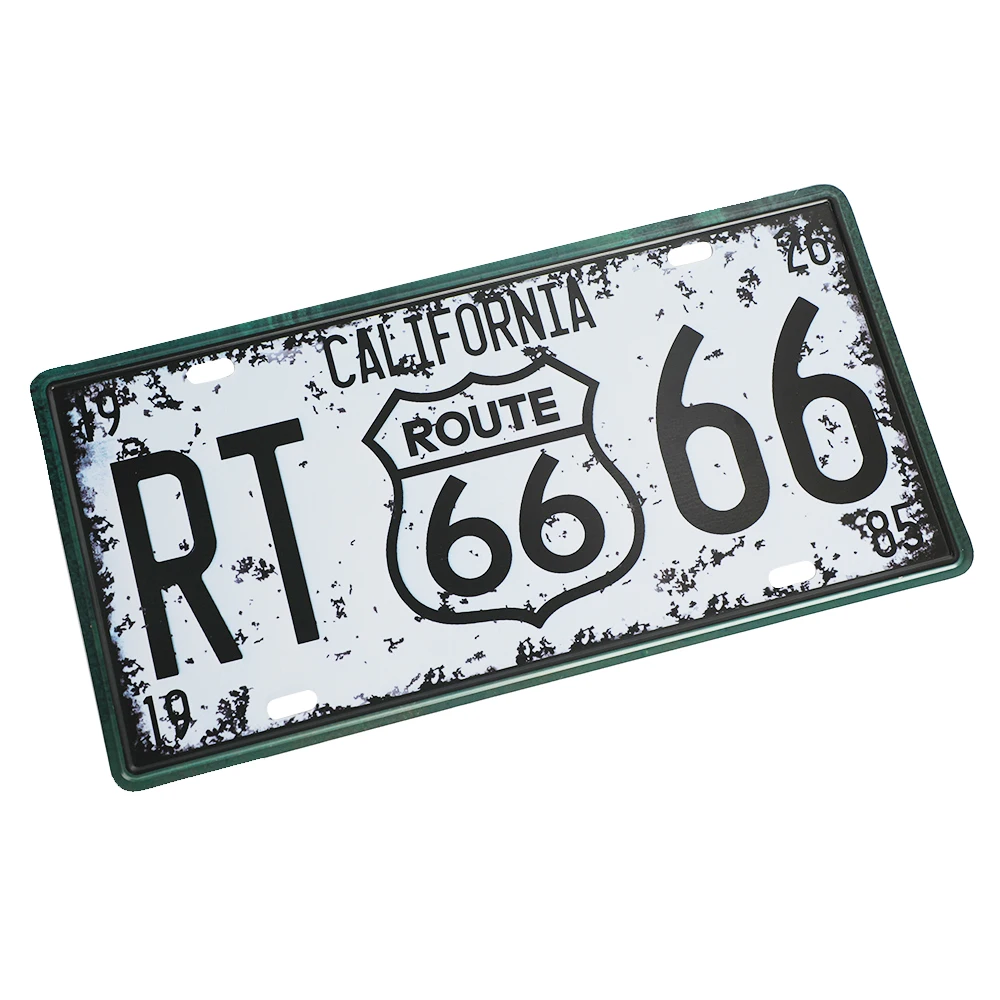 30x16 см винтажные металлические жестяные знаки Route 66 номер автомобиля номерной знак табличка Плакат Бар Клуб стены гаража украшения дома