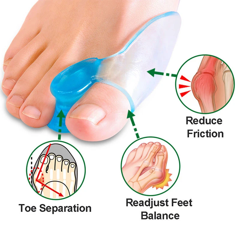

2Pcs Blue Soft Silicone Toe Separator Big Toe Separator Overlapping Relief Hallux Valgus Pain Bunion Spacers Thumb Corrector