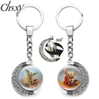 Новинка, модный брелок Archangel St.Michael, вращающаяся на 360 градусов искусственная кожа для женской сумки, автомобильный аксессуар, цепочка для ключей, ювелирные изделия