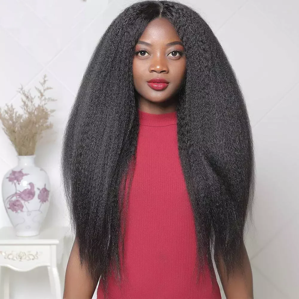 

Mongolian Kinky Straight Wig 13x4 Lace Front Human Hair Wigs 13x4 Lace Frontal Wig Yaki Straight Hair Extensions