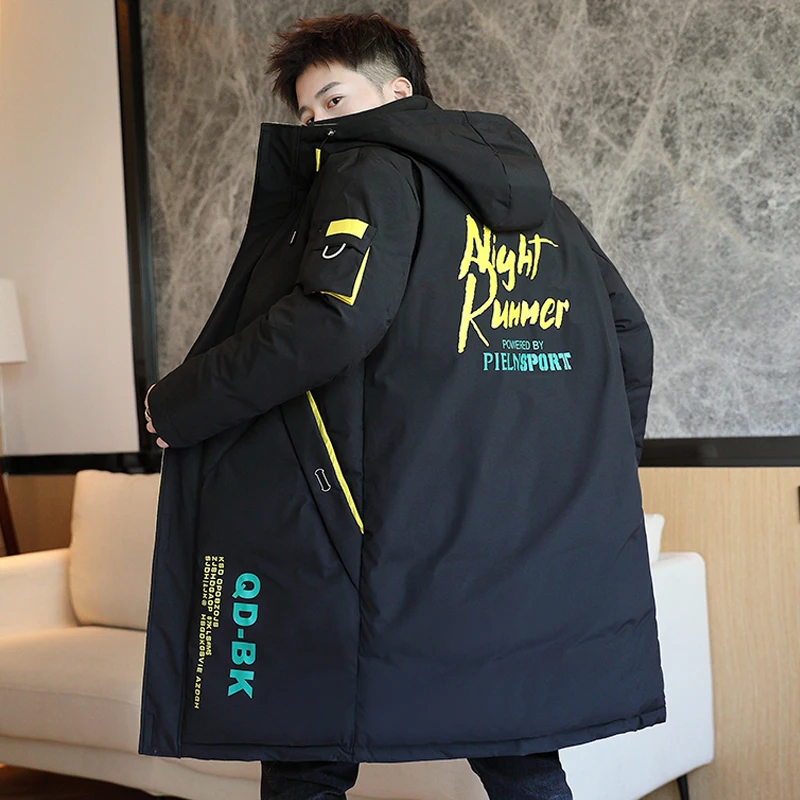 

Fashion Winter Long Parka Men Hooded Korean Style Jacket Male Warm Winter Coat Mens Thick Zipper Windbreak Outwear Plus Size