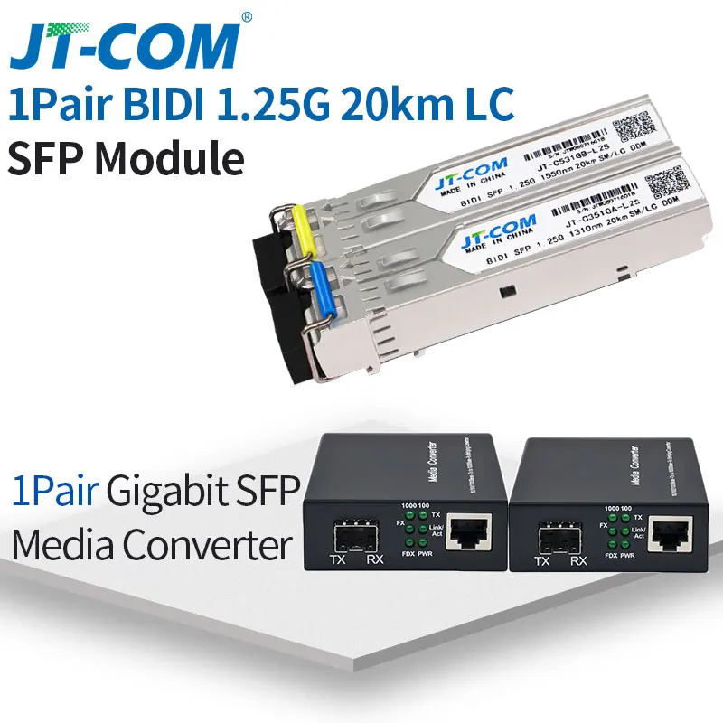 1 пара = 2 шт. Гигабитный оптический медиаконвертер SFP в RJ45 Оптоволоконный коммутатор Fibra Optica 1000 Мбит / с SFP Волоконно-оптический трансивер с модулем SFP SC / LC Совместим с Mikrotik Cisco Ethernet Switch - Цвет: with BIDI LC 20km