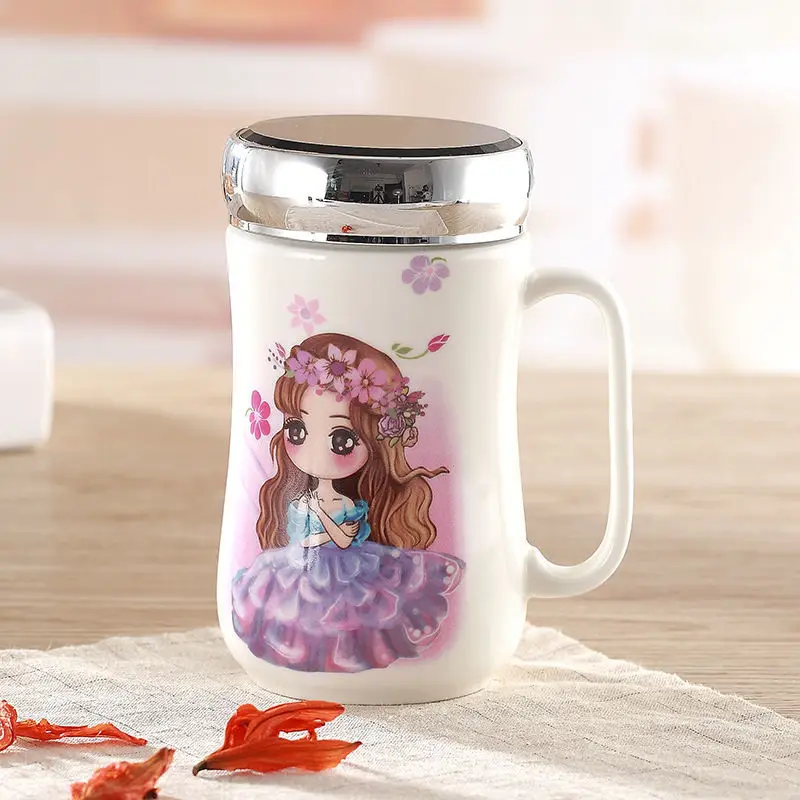 Зеркальная керамическая чашка милая кружка принцессы мультяшная для напитков