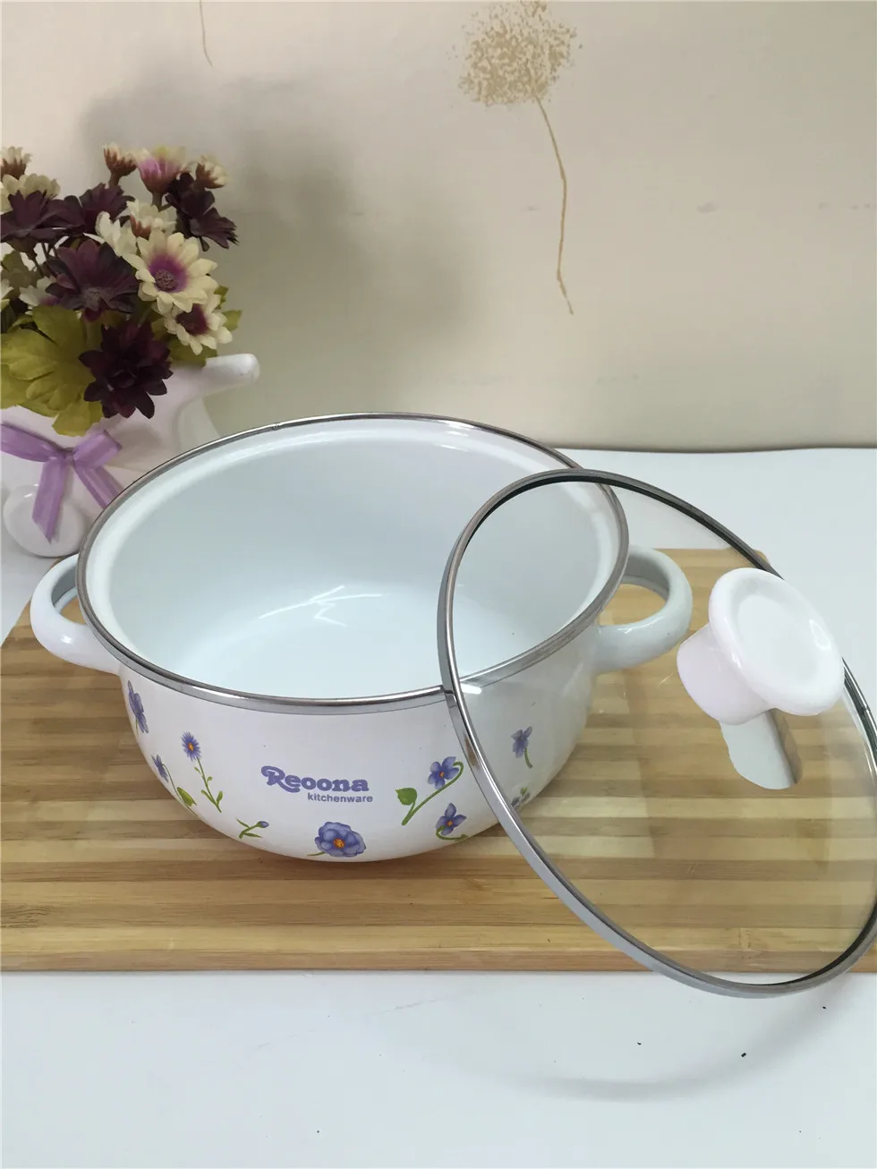 1L 1.5L 2L кухонная утварь эмалированных кастрюль кастрюли набор мини со стеклянной