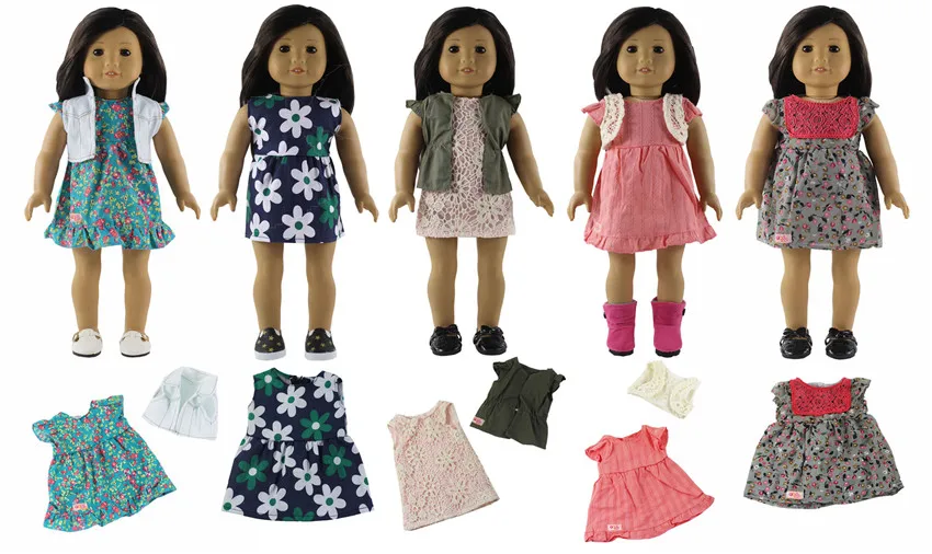 5 шт. кукольная одежда разных цветов и стилей для американской куклы Bitty Baby 18