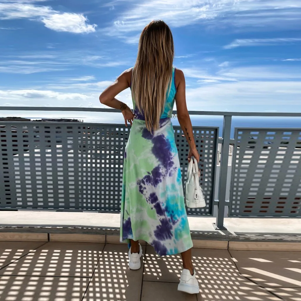 Женское асимметричное Повседневное платье макси лоскутное длинное пляжное с