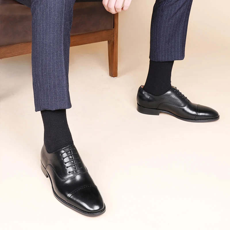 

Phenkang Men Genuine cow leather brogue wedding Business mens casual flats shoes 2020 black vintage oxford shoes for men's shoes
