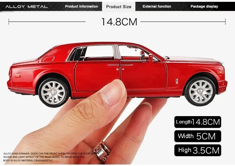 1/36 Rolls Royce Phantom литая под давлением Модель автомобиля игрушки металлический автомобиль Игрушечная модель автомобиля черная удлиненная коллекция лимузина 6 дверей