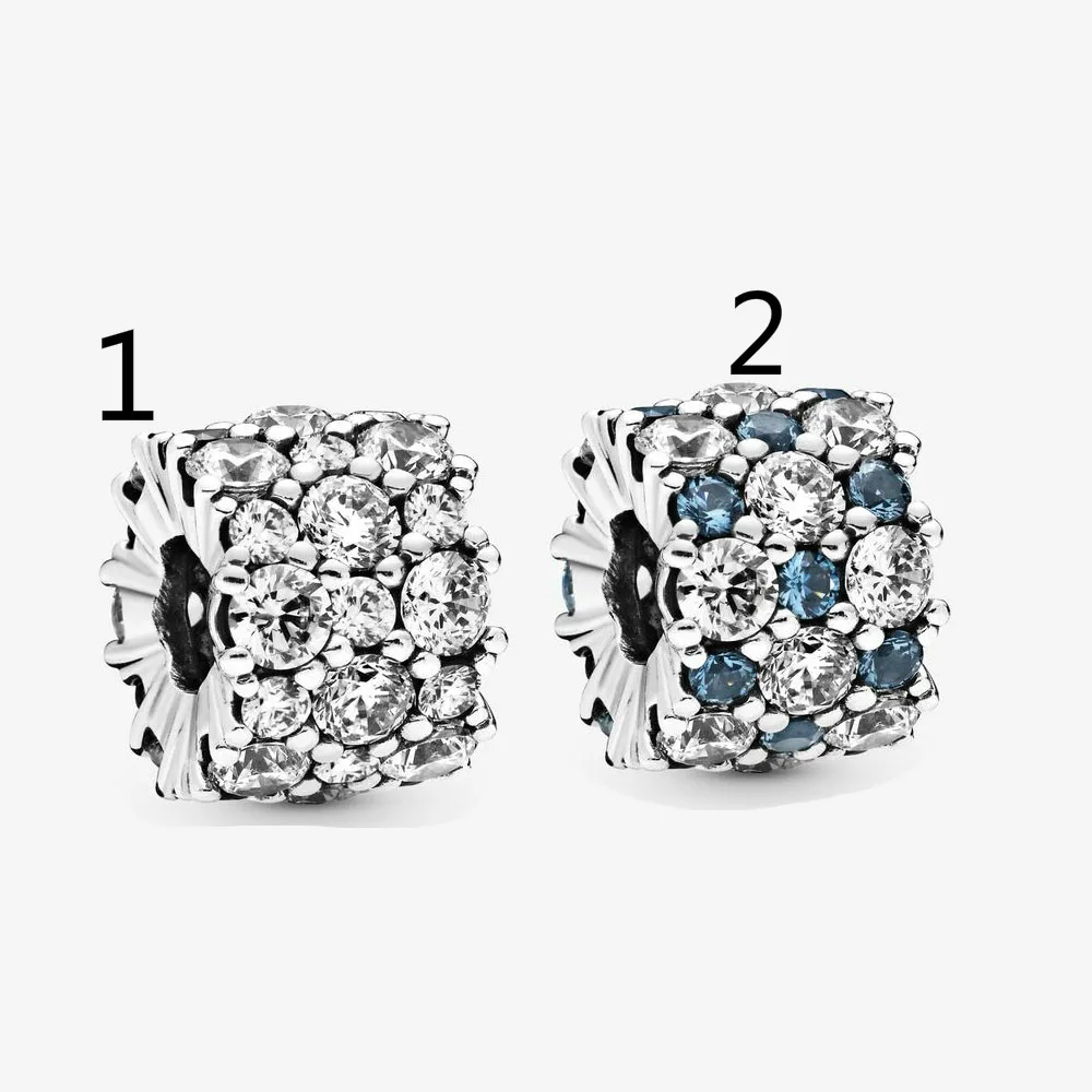 

2019 New Style 925 Sterling Silver Round Clear Charm Fit Pan Bracelet Blue Clear Charm Diy Jewelry
