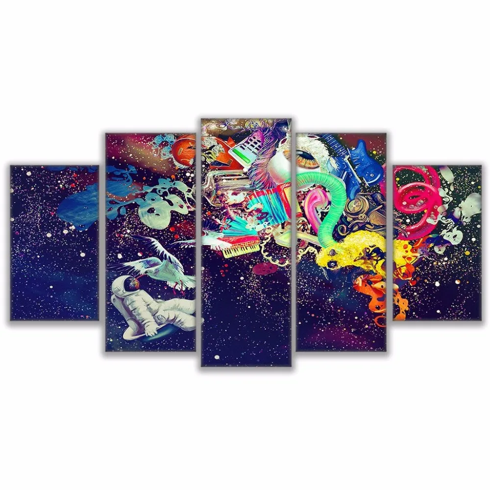 Современная печать Тип плакат Холст 5 Панель психоделические Картинки Живопись HD