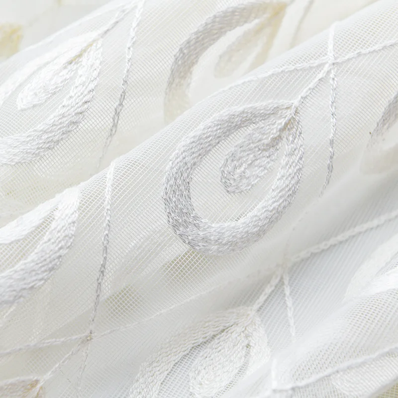 

Fashion High Grade White Embroidery Elegant Tulle Curtains for Living Room Screens European Style Voile Sheer in Bedroom Windows