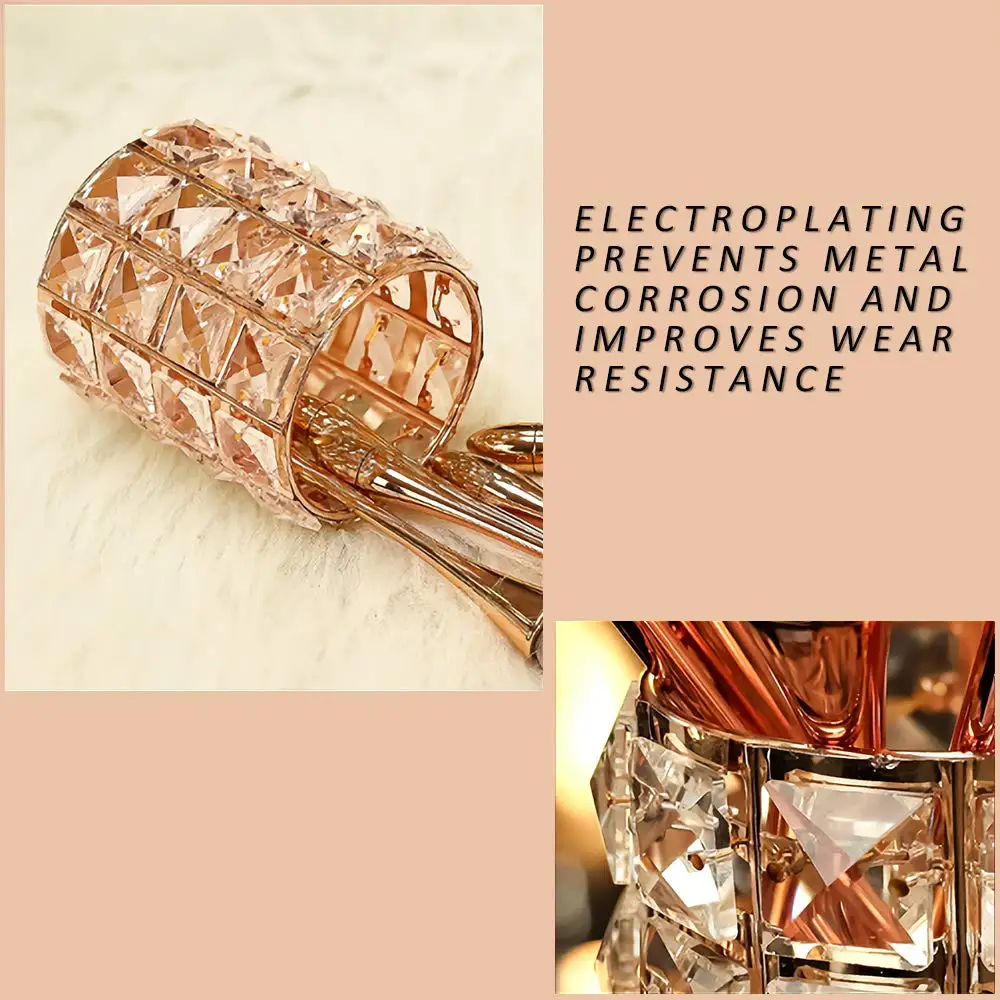 Роскошный хрустальный металлический держатель для кистей макияжа туба хранения