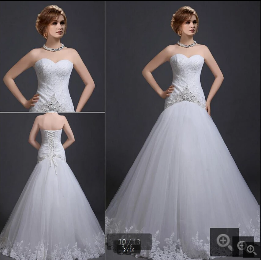 

Женское свадебное платье-Русалка, белое фатиновое платье без бретелек, со складками и бисером, модель 2020