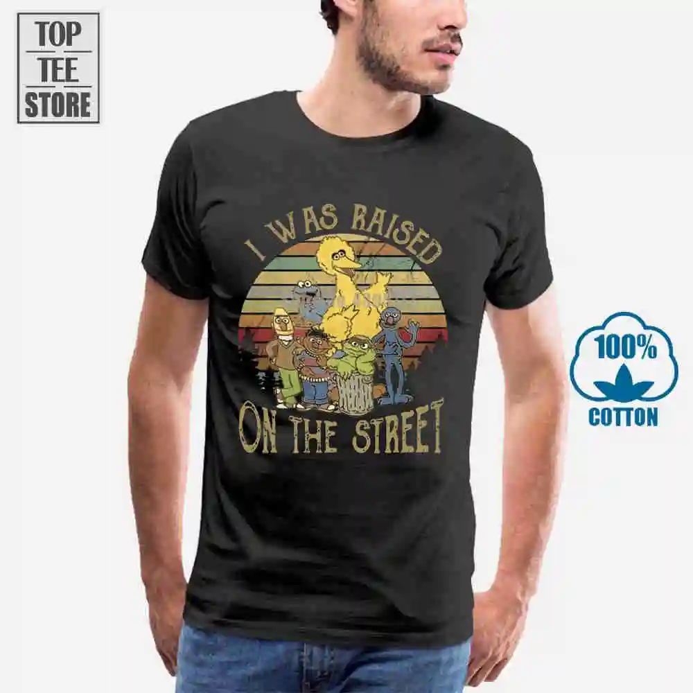 The Muppet Show I был поднят на улице Винтажная футболка Черная Мужская S 4Xl