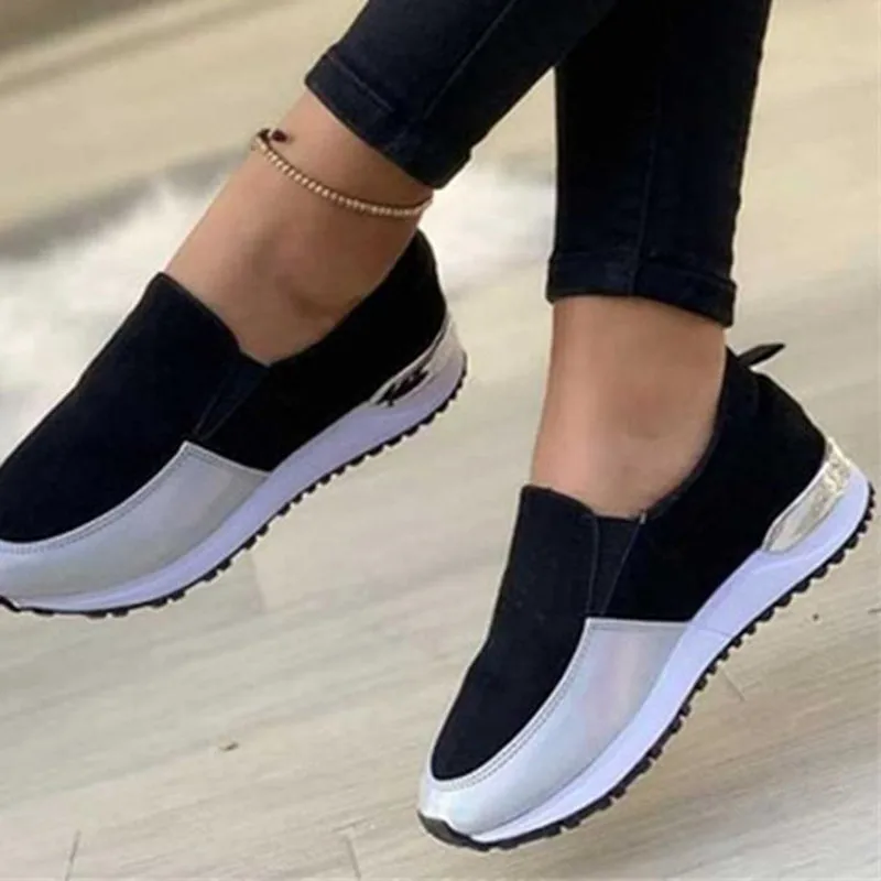 

Women's Vulcanized Shoes, Sports Shoes, Women's Pull-On Solid Color Sports Shoes, Sports Mesh, Women's Casual Shoes