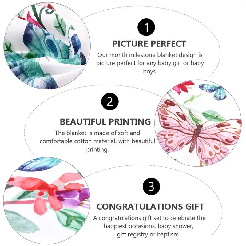 

1pc Baby Milestone Photo Blanket Baby Monthly Milestone Blanket (Assorted Color)