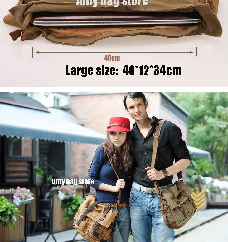 ANAWISHARE Мужская холщовая кожаная сумка через плечо военные винтажные сумки