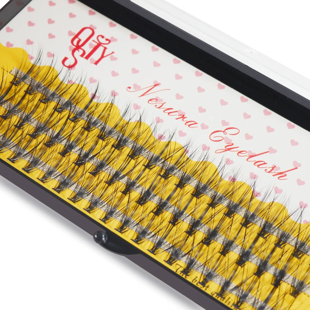 QSTY натуральные длинные Индивидуальные Кластерные накладные ресницы 60