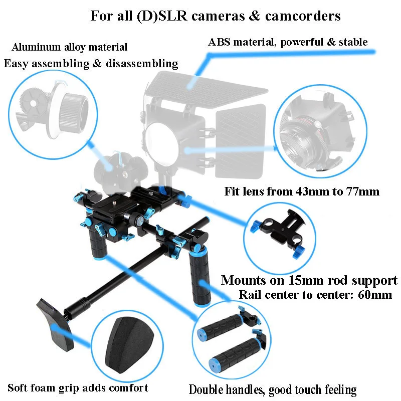 Кронштейн для видеокамеры commlite V1 с двойными ручками из алюминиевого