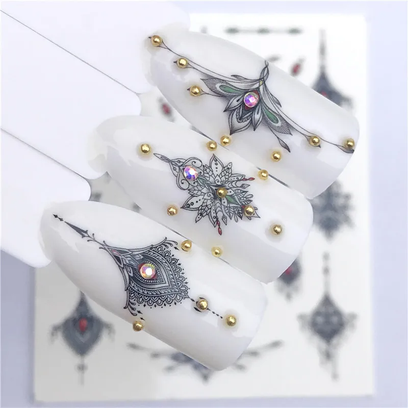 

1pcs Flower Leaves Nail Sticker Decals Blossom Colorful Slider Rose Water Full Wraps Nail Art Decoration Floral On Nails