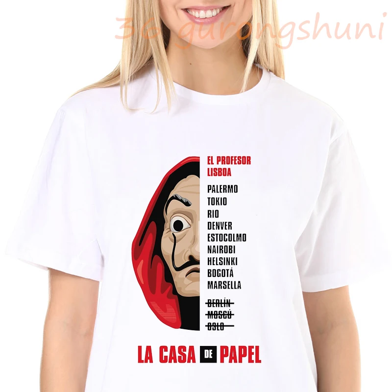 

Movie Money Heist The House of Paper Funny T Shirt Femme Summer Women La Casa De Papel Vogue Casual T-shirt Graphic T Shirts