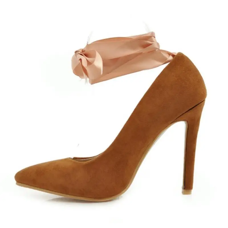 RIZABINA/женские туфли-лодочки размера плюс 33-46 модные туфли из флока на высоком