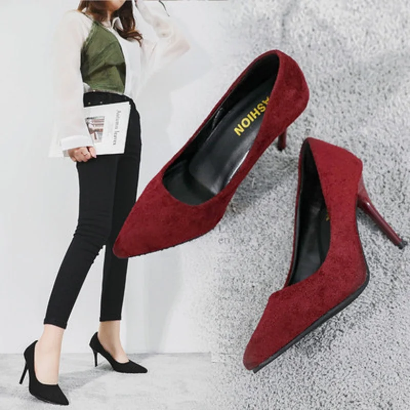 2019 г. новые весенние тонкие туфли корейские женские на высоком каблуке