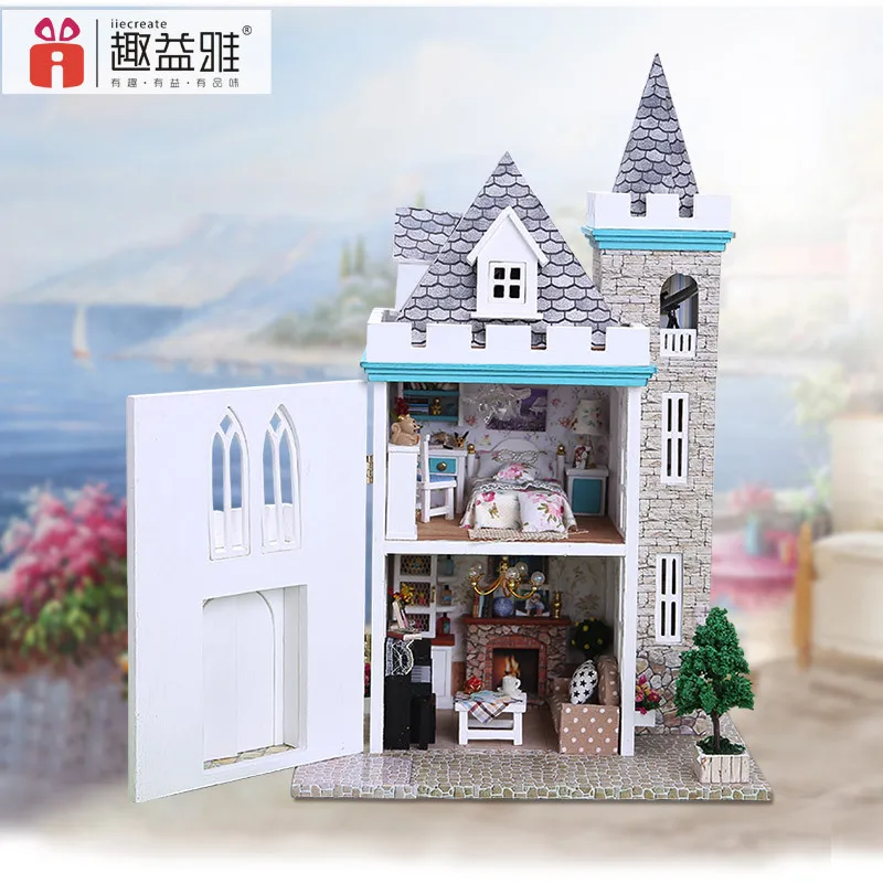 3D деревянный кукольный дом мебель для вилл DIY Миниатюрная модель светодиодный свет 3D деревянный кукольный домик рождественские подарки игрушки