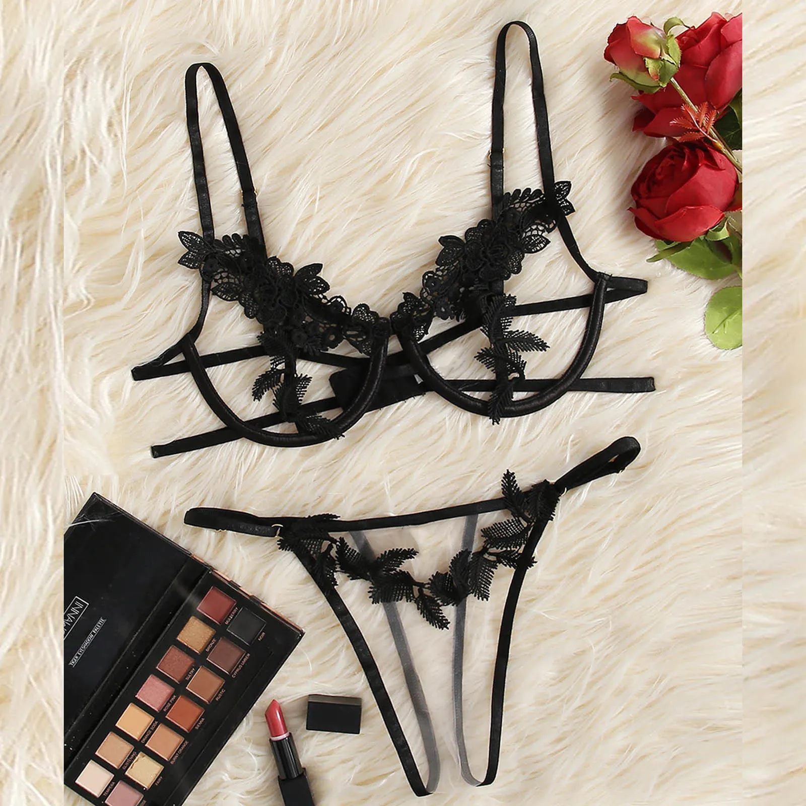 

Sexy Lingerie Women's Underwear See Through Lenceria Sensual Mujer Lace Hollow Bra Brief Sets Porno Erotic Lingerie Sexy
