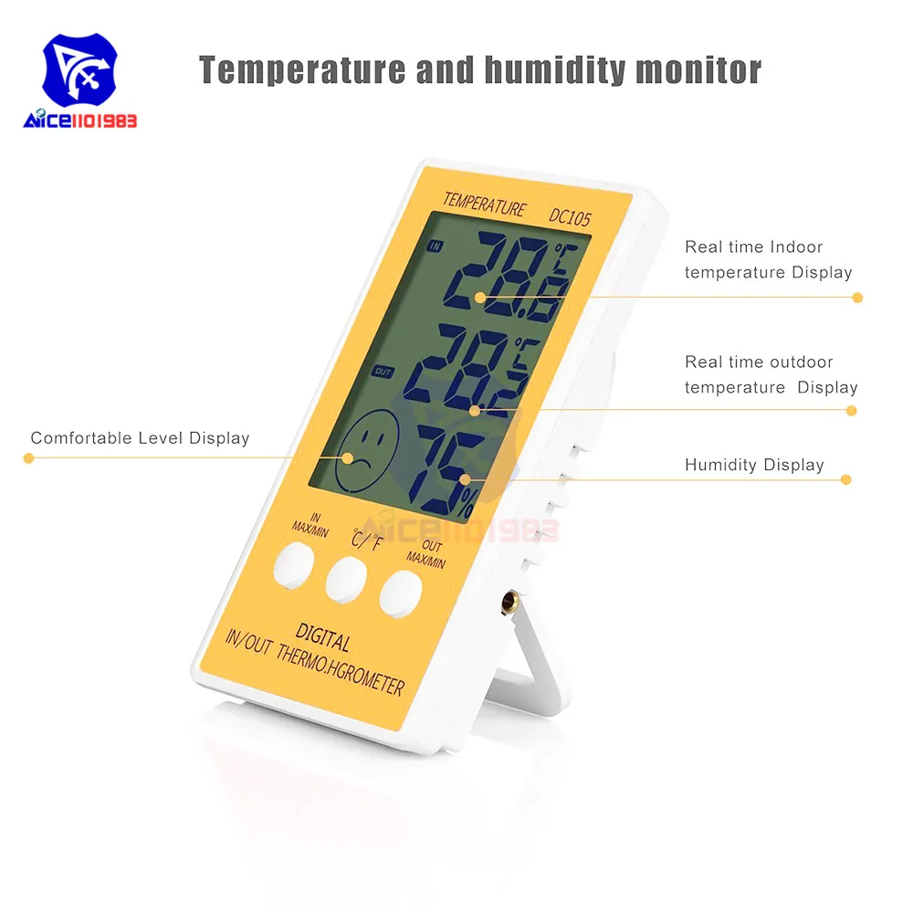 Цифровой гигрометр diymore с ЖК дисплеем измеритель температуры в помещении и на